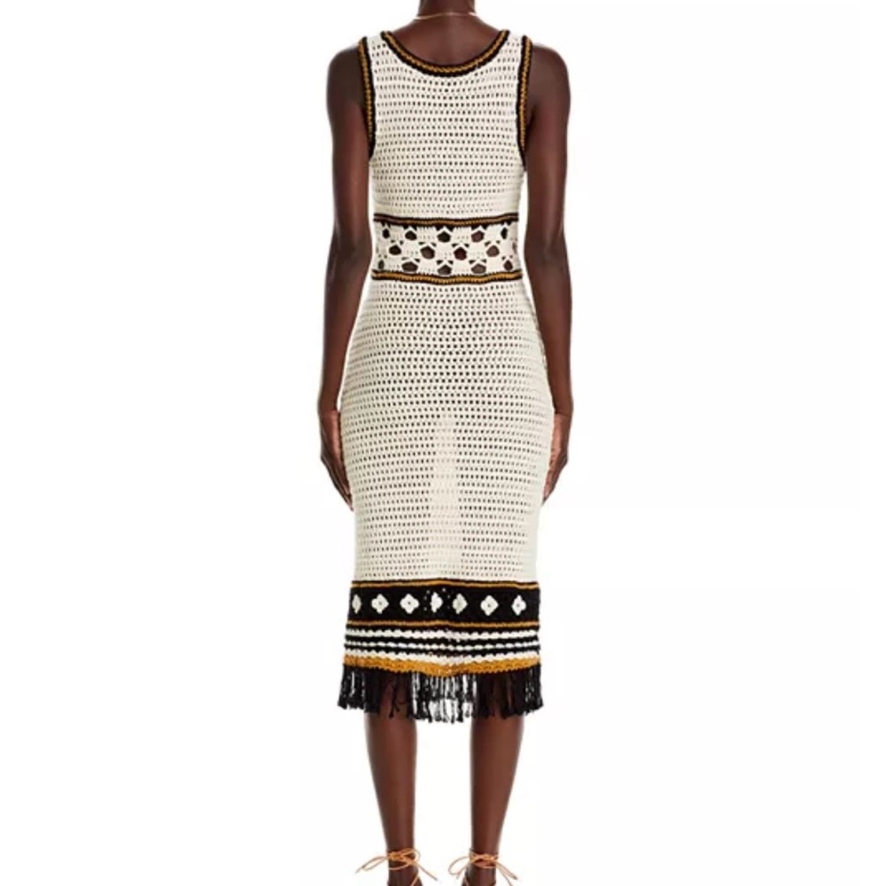 MOTHER The Frayed Edge Crochet Midi Dress with Fringe NWOT Size Small - Picture 4 of 7